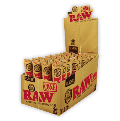 RAW Classic Kingsize Cones 32/Packs/Box 3 Cones